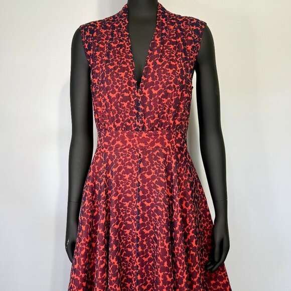 French Connection FELINE WONDER DRESS Orange Black Animal Print Lined Size 6 - Picture 1 of 7